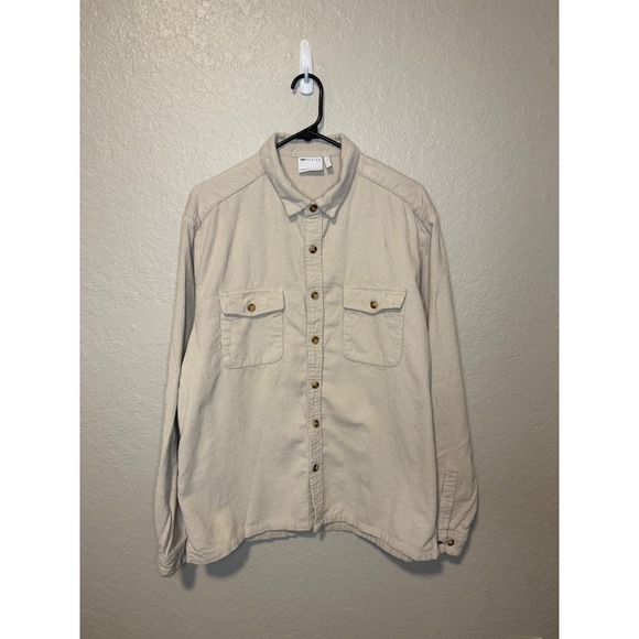 ASOS Design Women's Corduroy Shirt Jacket Long Sleeve Button Up Beige L - Picture 1 of 4